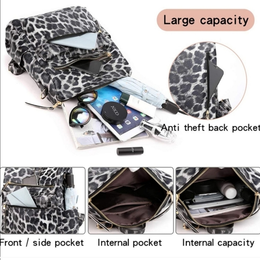 Hailee Convertable Bag - White Leopard - Picture 4 of 6